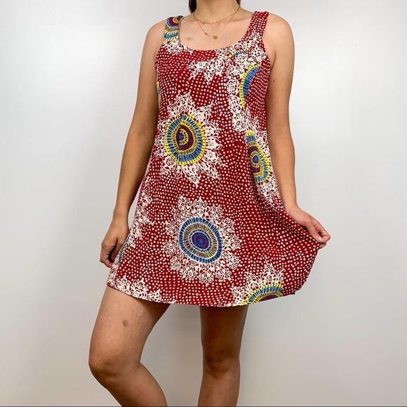 Nanette Lepore Sleeveless Red Geometric Patterned Swing Mini Dress Size 4 - Picture 3 of 13